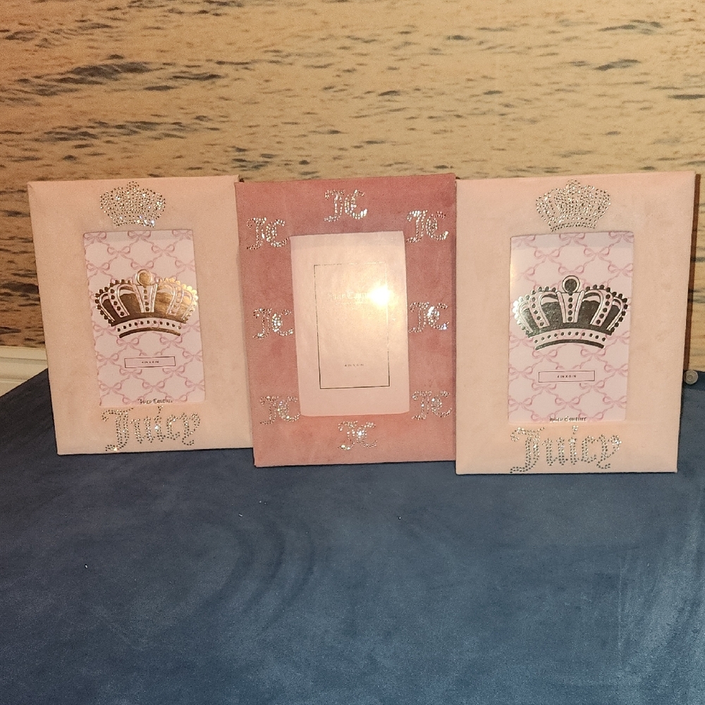 Juicy Couture Pink and Silver Crown Photo Frame Set Of 3